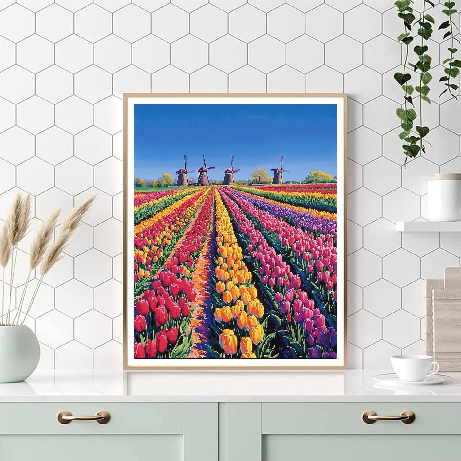 Tulip Fields - Netherlands Paint By Number