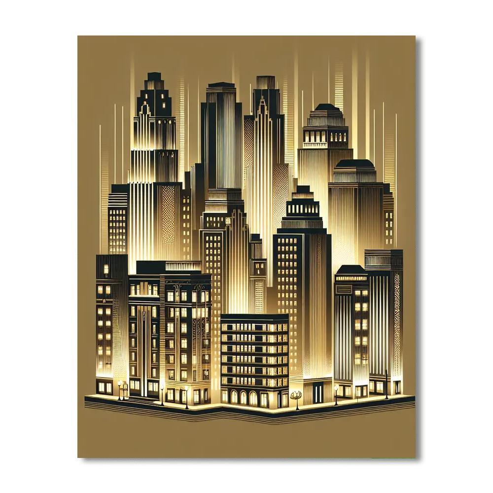 Art Deco City Night Painting By Numbers Kit