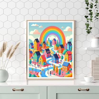 Rainbow Village DIY Paint By Numbers