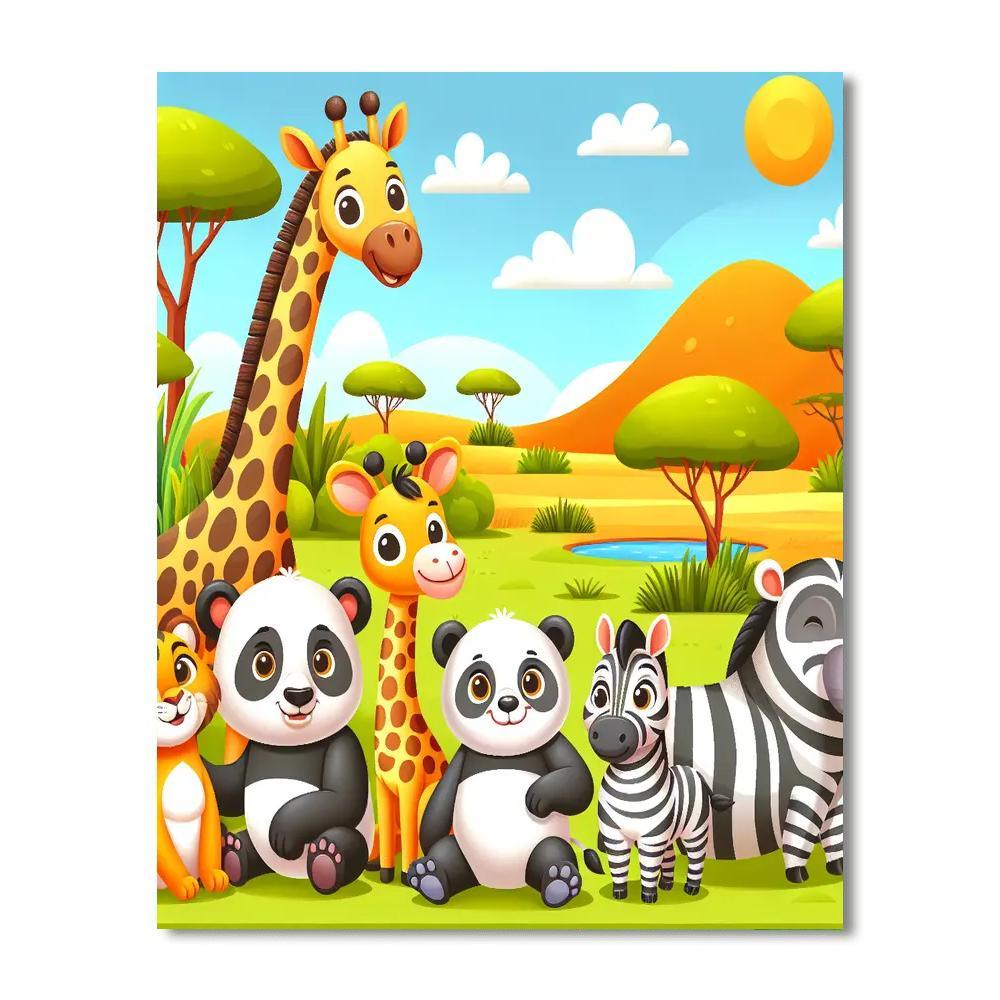 Sunny Safari Animals Painting Number Kit