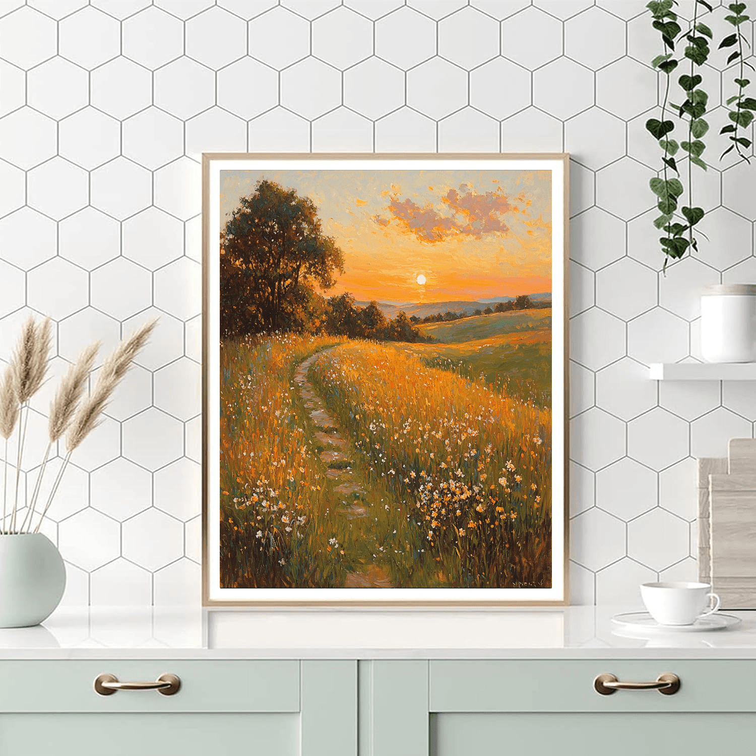 Claude Monet Inspired Golden Meadow At Sunset  Paint By Numbers Kits
