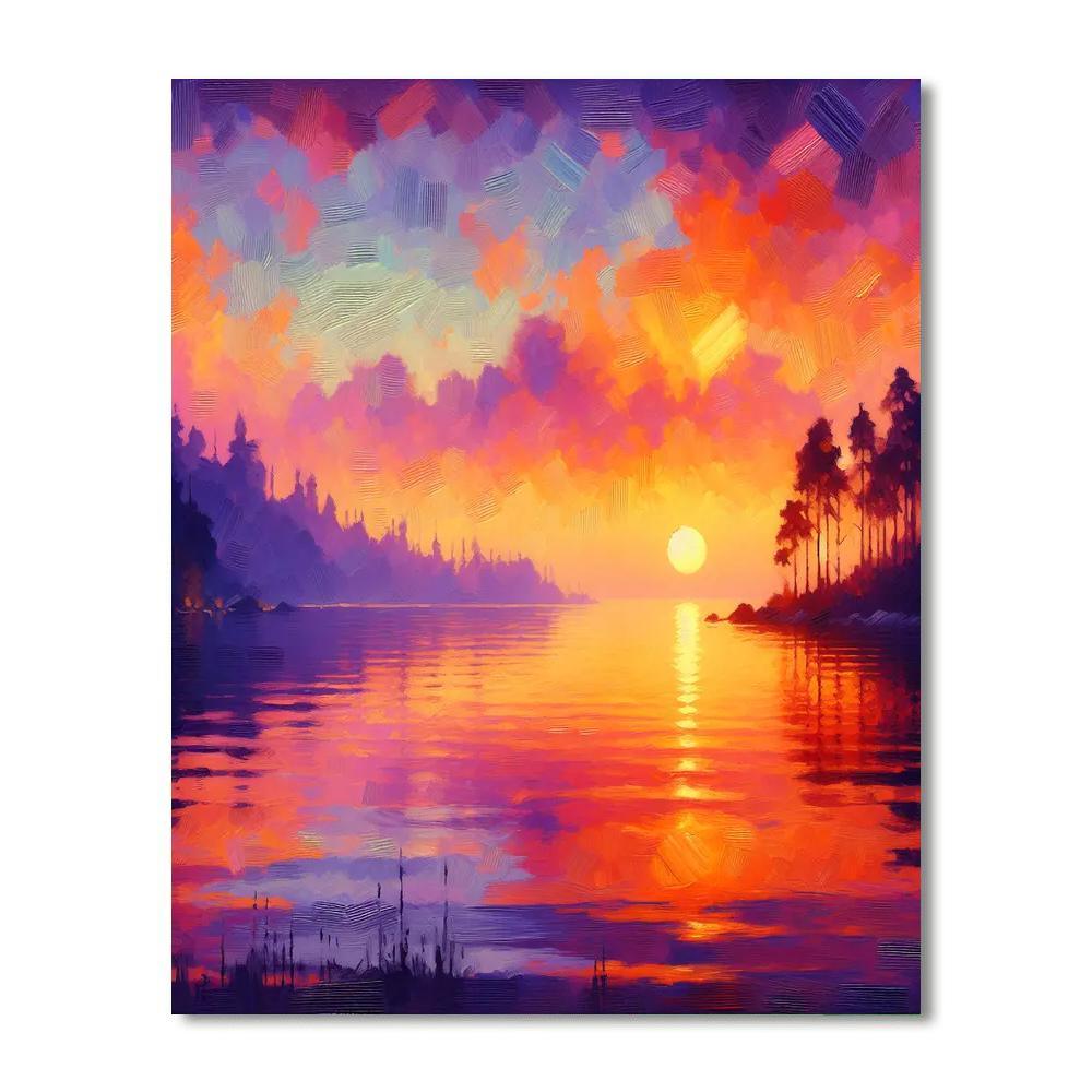 Romantic Sunset Over Water Numbered Painting Kits