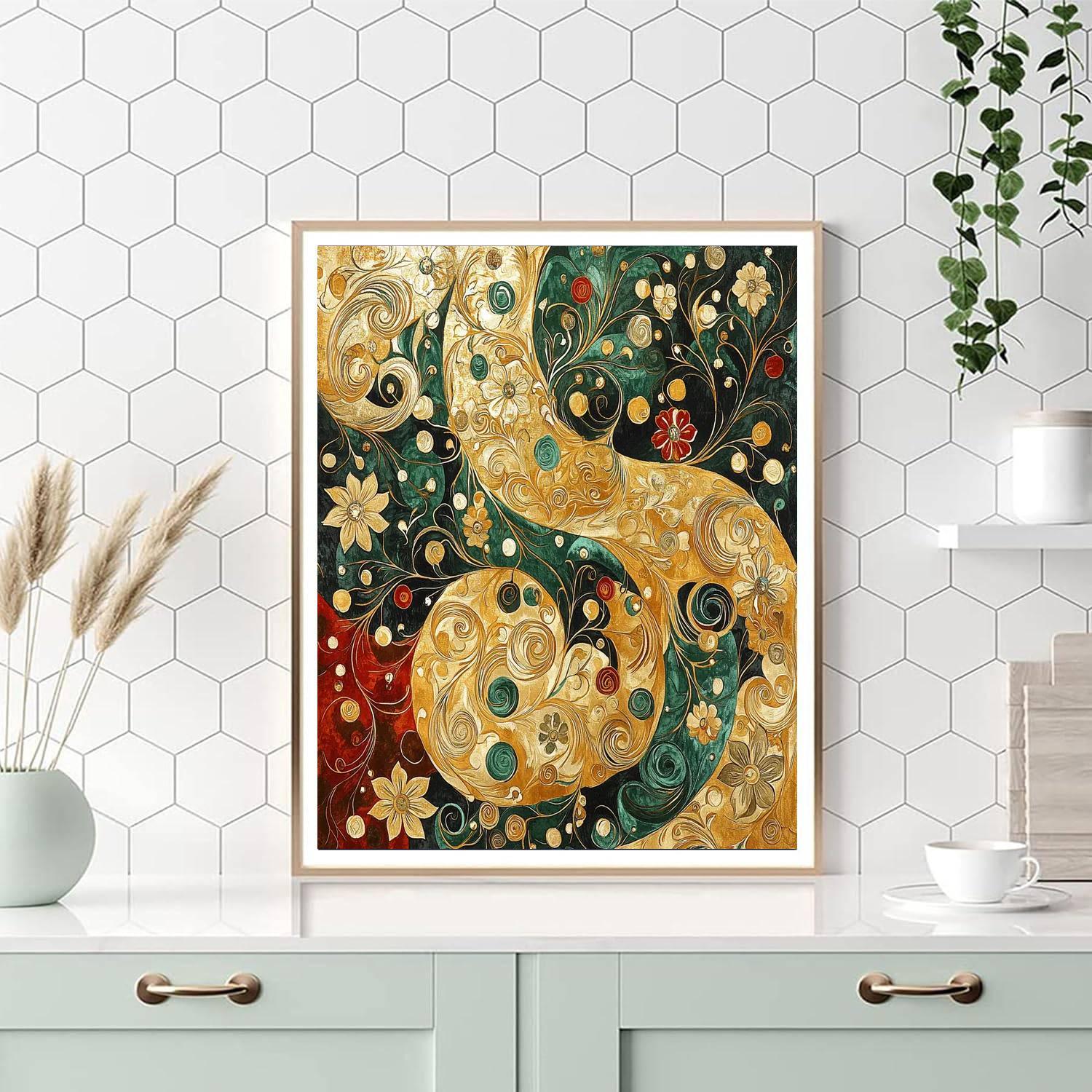 Gustav Klimt Inspired Golden Serenity Tapestry  DIY Paint By Numbers