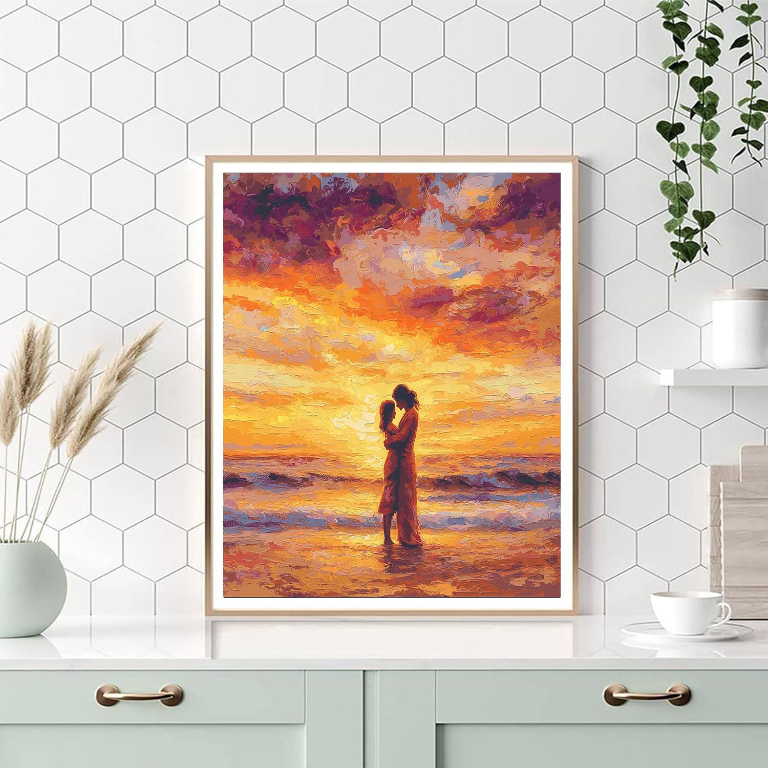 Sunset Beach Hugs Number Painting