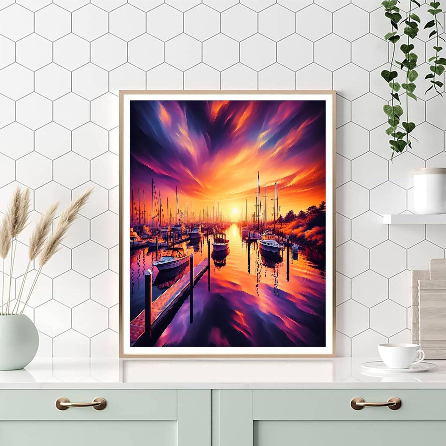 Sunset At The Marina Numbered Painting Kits