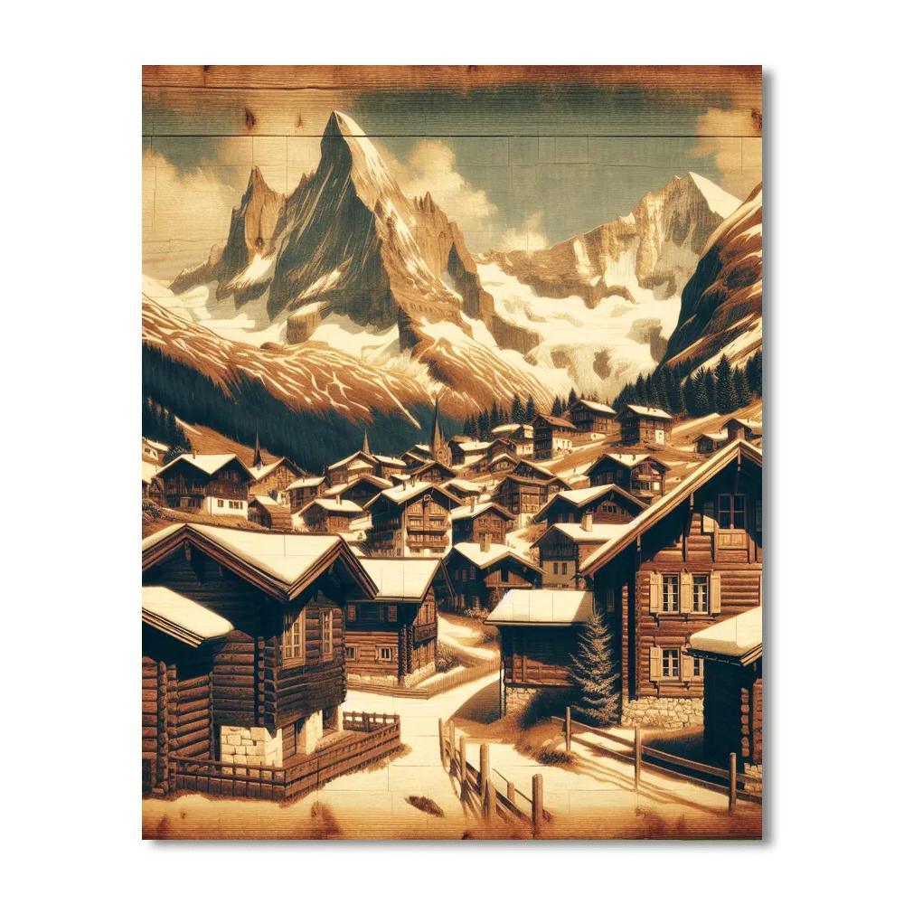Mountain Village Retreat Painting By Numbers Kit