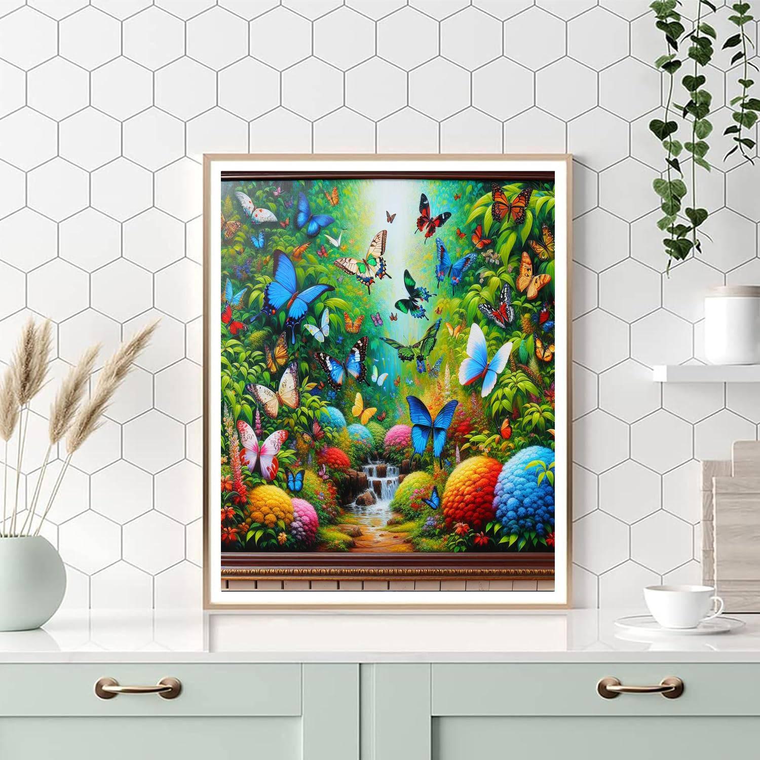 Vibrant Butterfly Garden Wall Décor Paint By Numbers Art