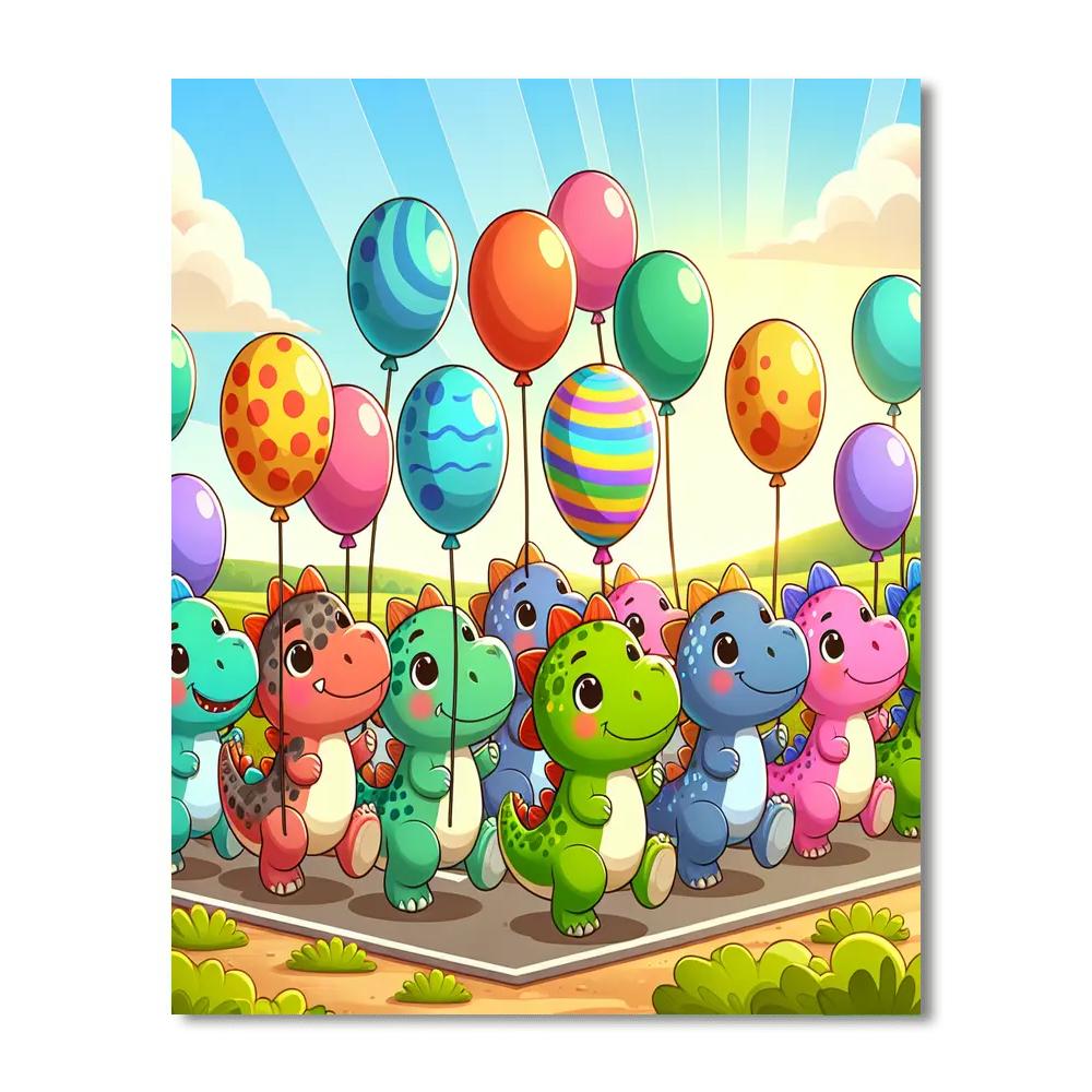 The Playful Dinosaur Parade DIY Paint By Numbers