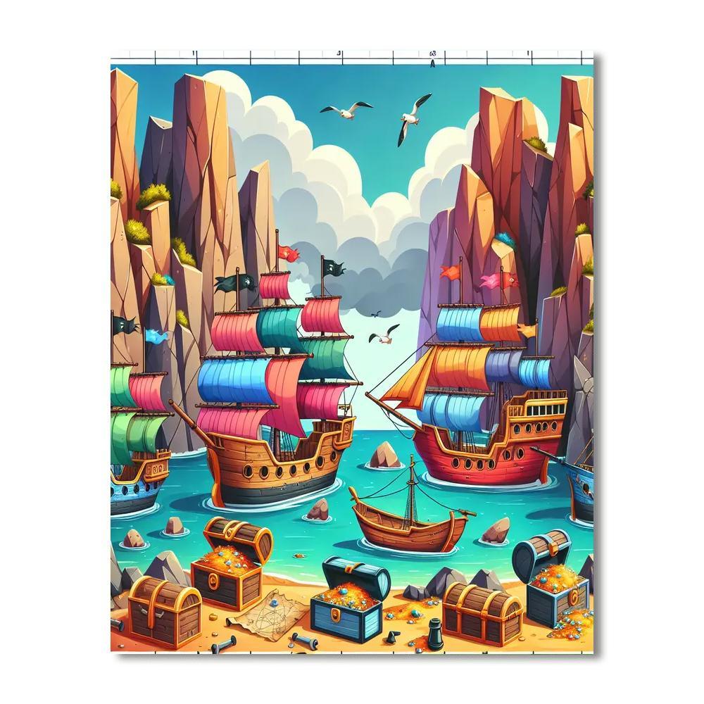 Hidden Treasure In Pirate's Cove Paint By Numbers Art