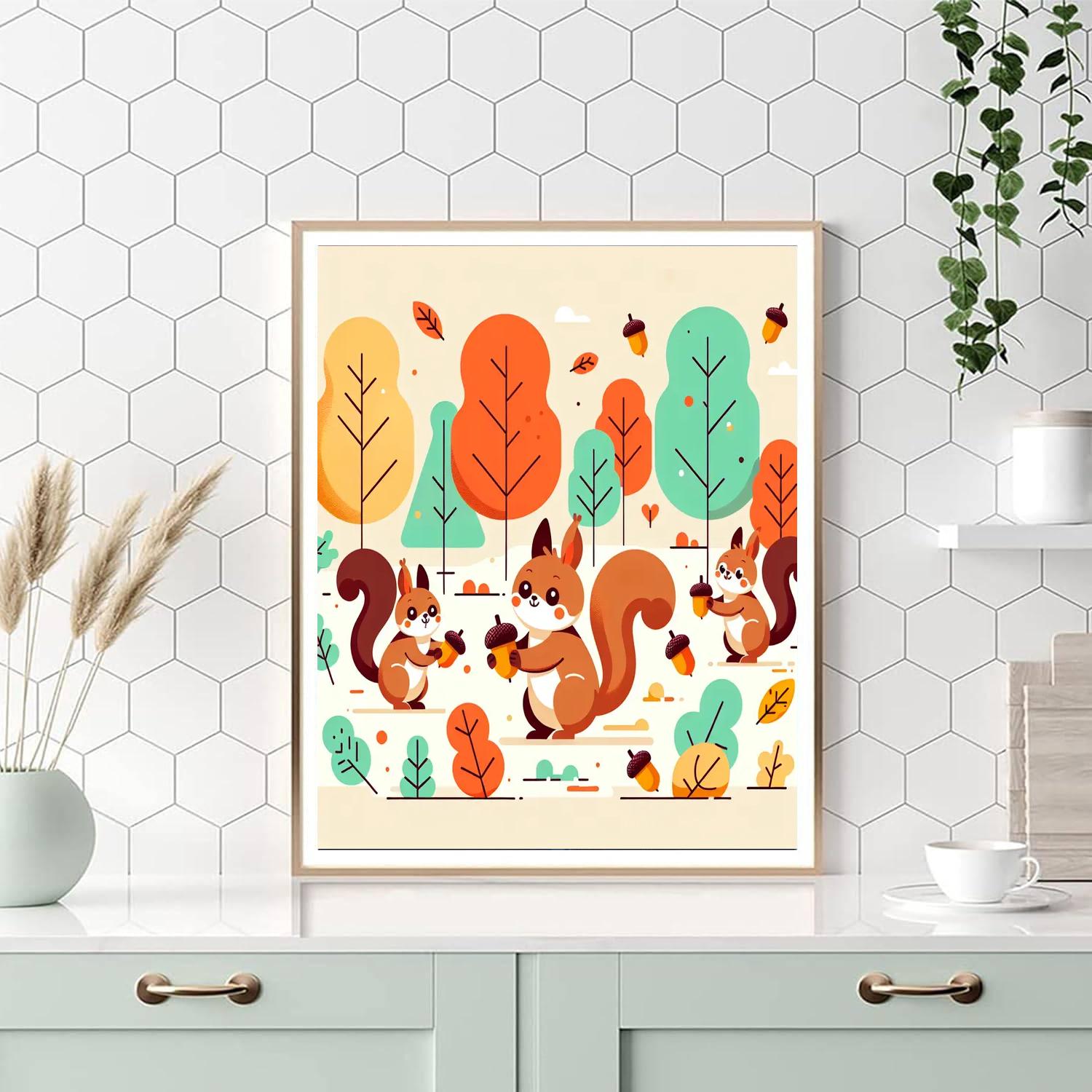 Autumn Acorn Adventure Paint By Numbers Art