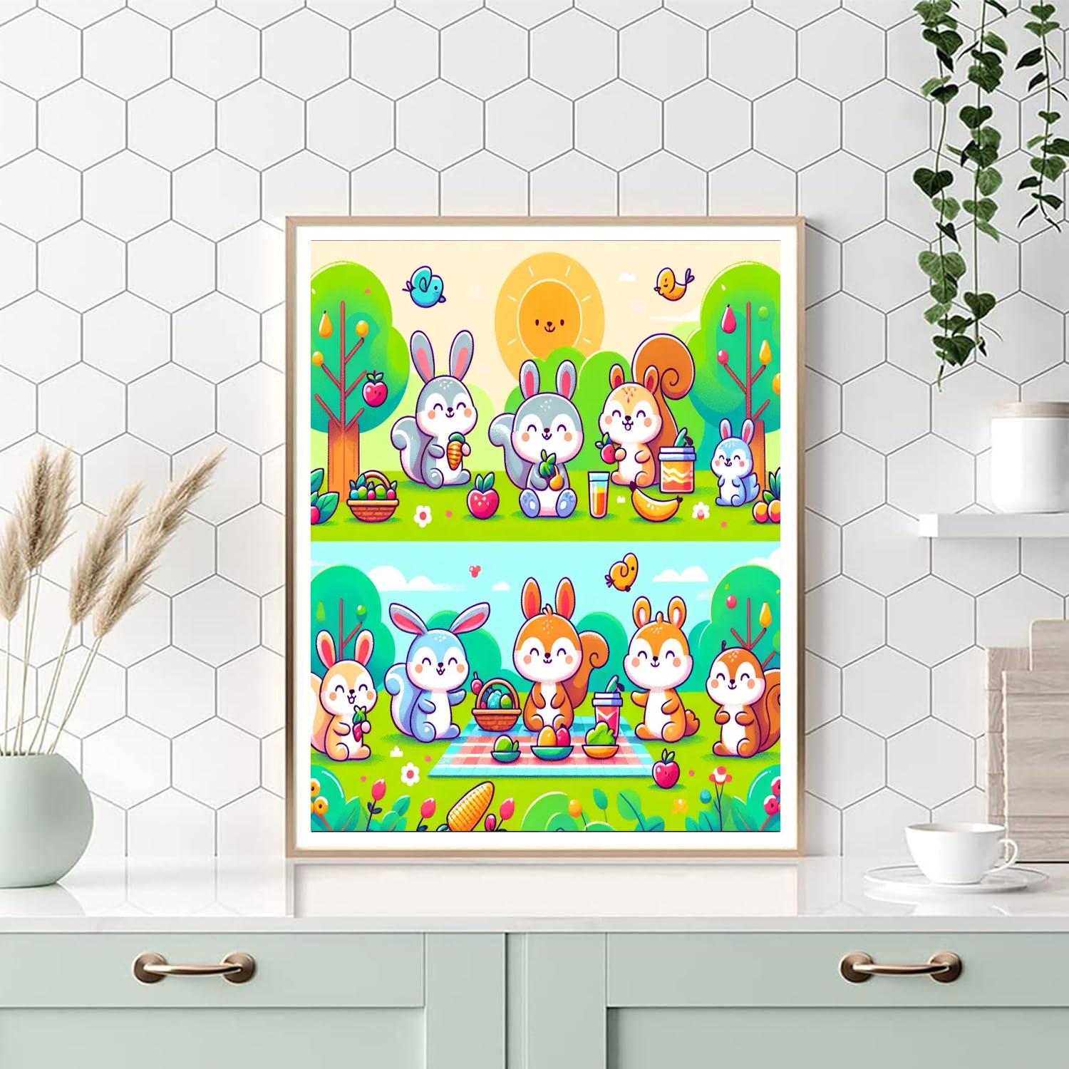 Playful Animal Picnic Paint By Numbers