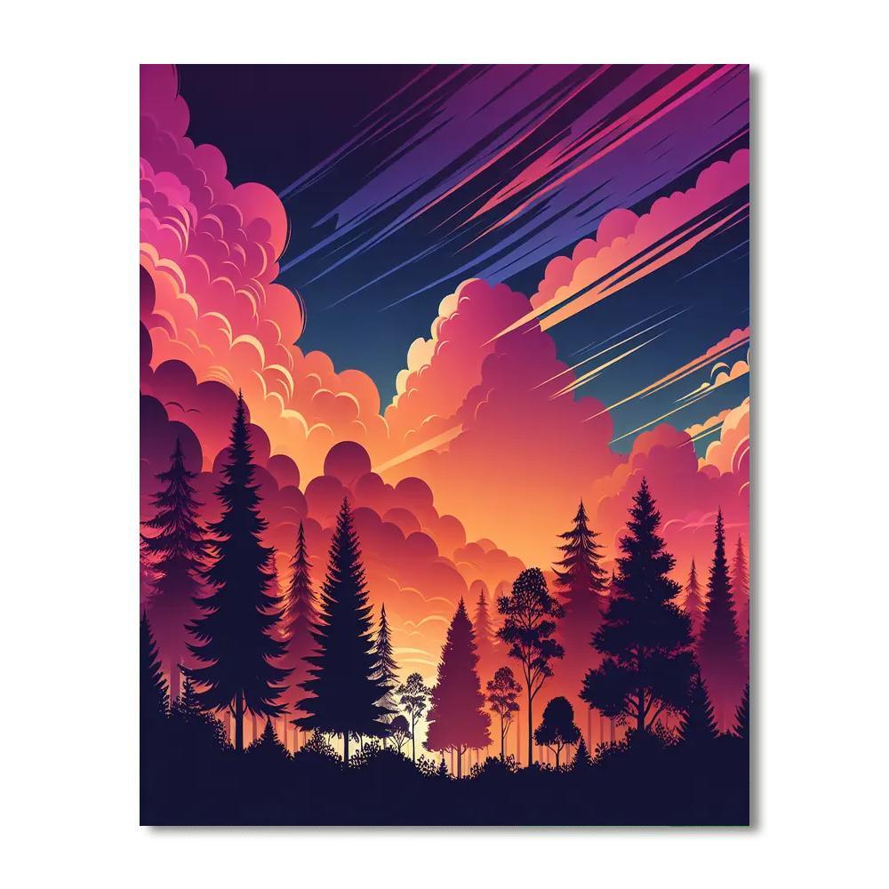 Elegant Sunset Silhouette Paint By Numbers