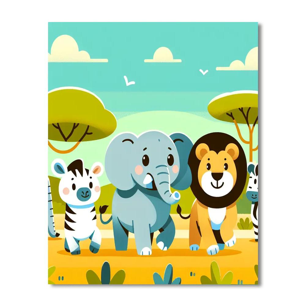Bright Animal Safari Painting By Numbers Kit