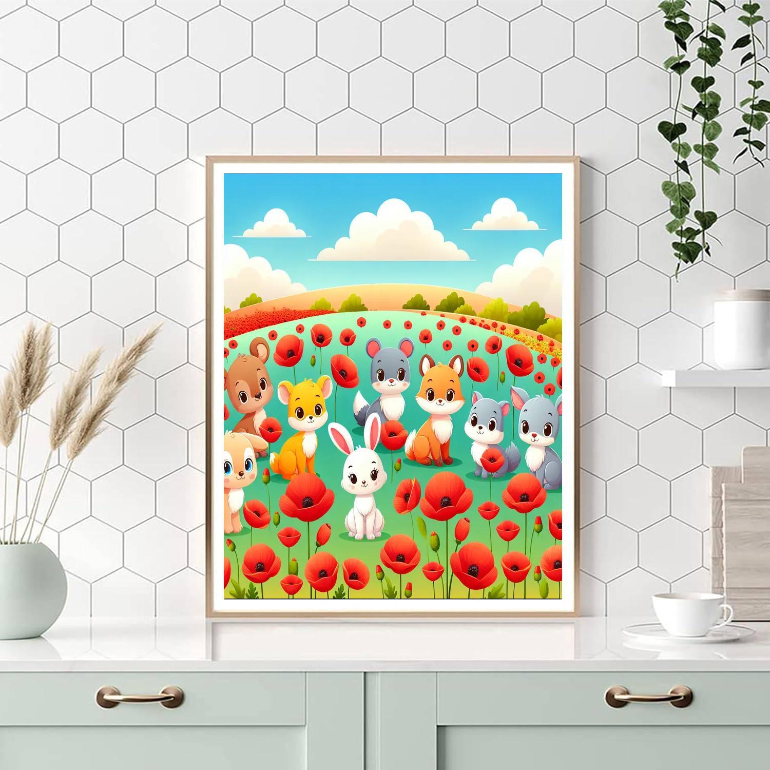 Playful Poppy Field Paint By Numbers Art