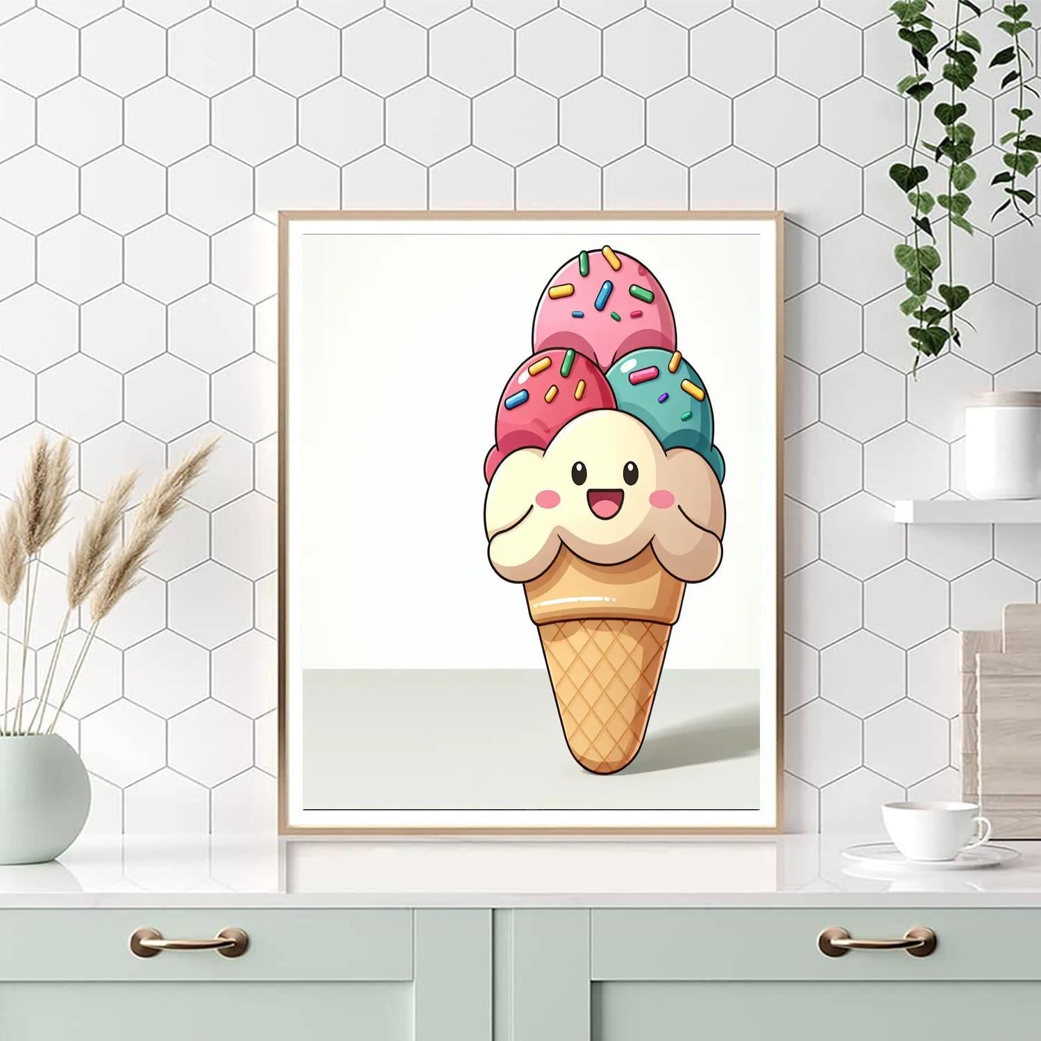 Cheerful Ice Cream Cone Paint By Numbers Kits