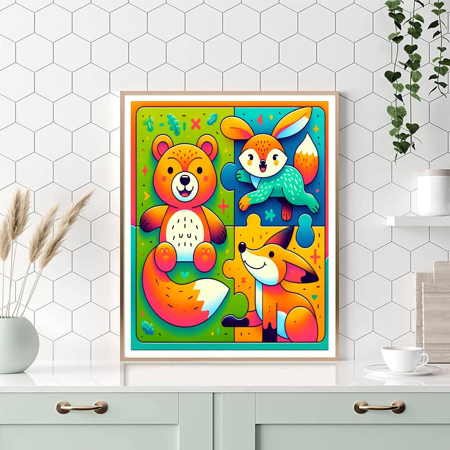 Playful Puzzles With Animals Paint By Color