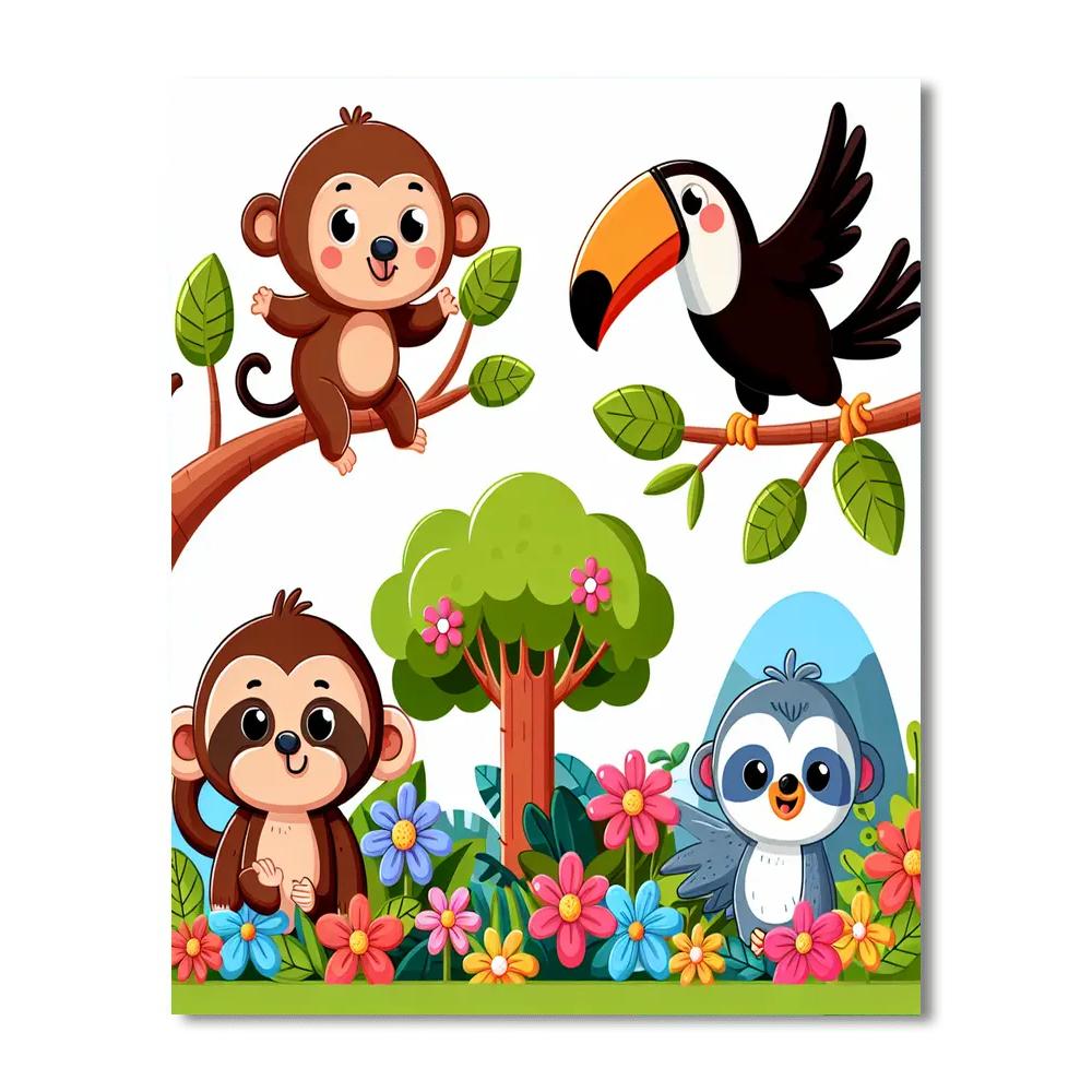 Exploring Jungle Friends Numbered Painting Kits