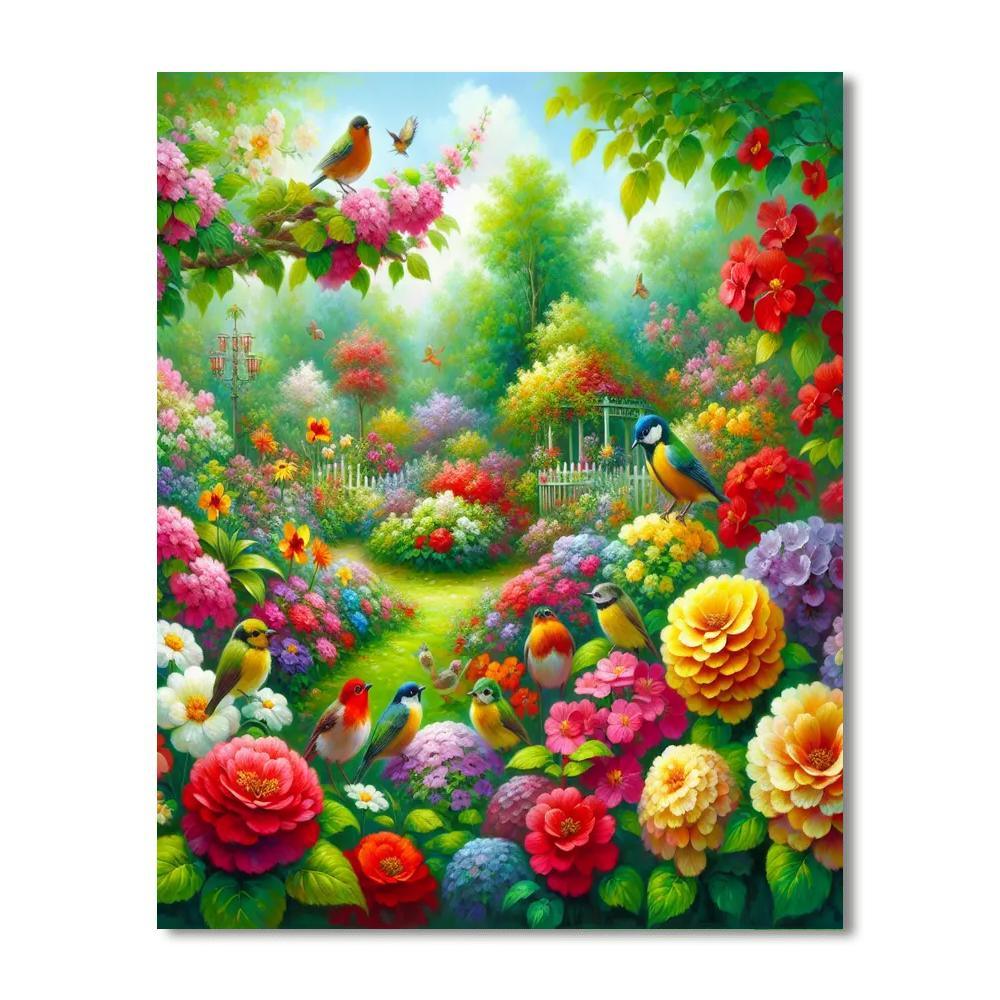 Spring Blossoms And Birds Paint By Numbers