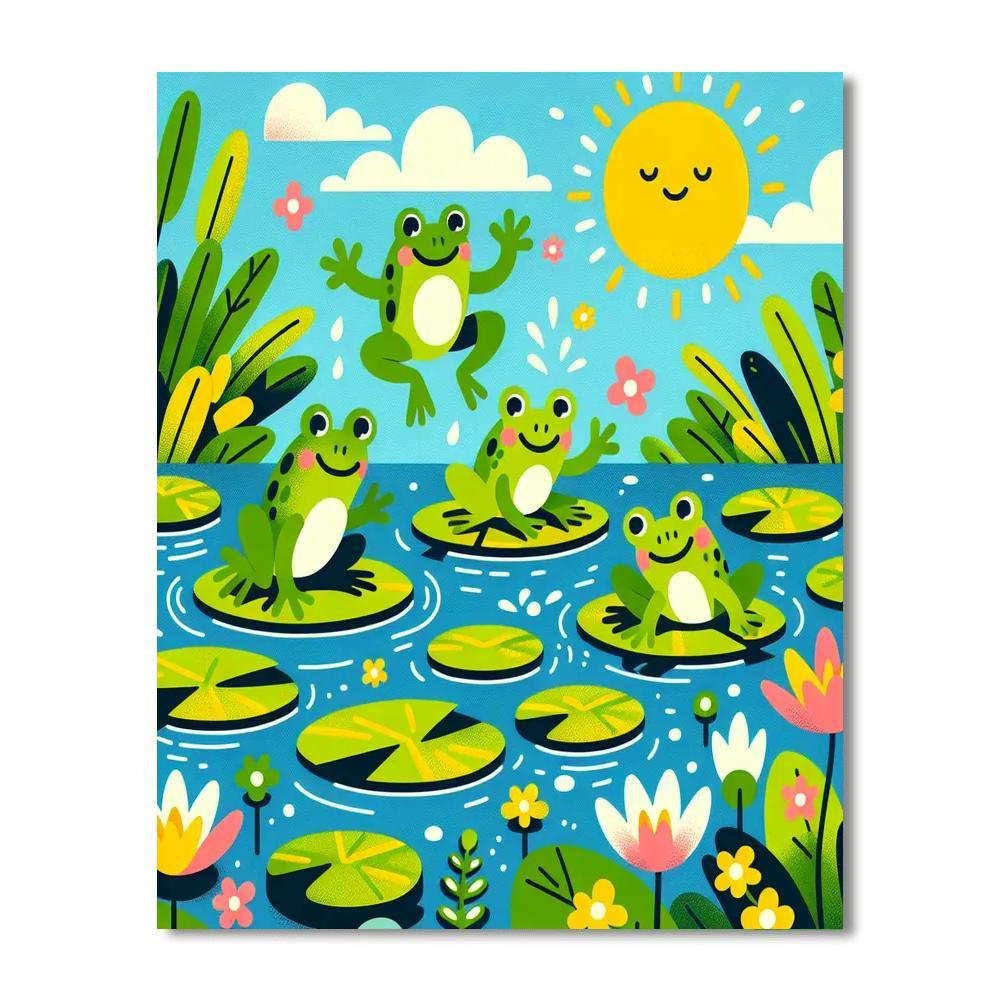 Hoppy Frogs Paint By Numbers Art