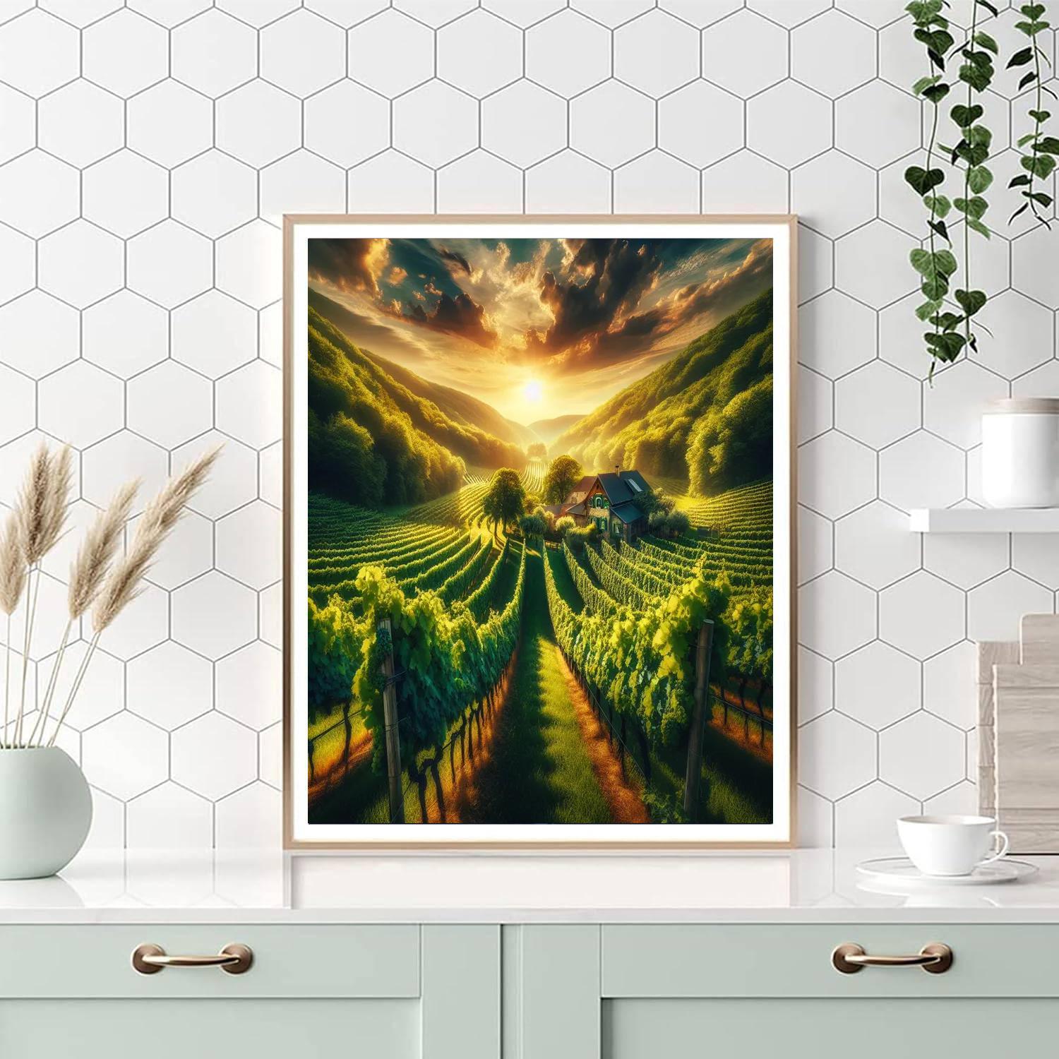 Lush Vineyard Tranquility Painting By Numbers Kit