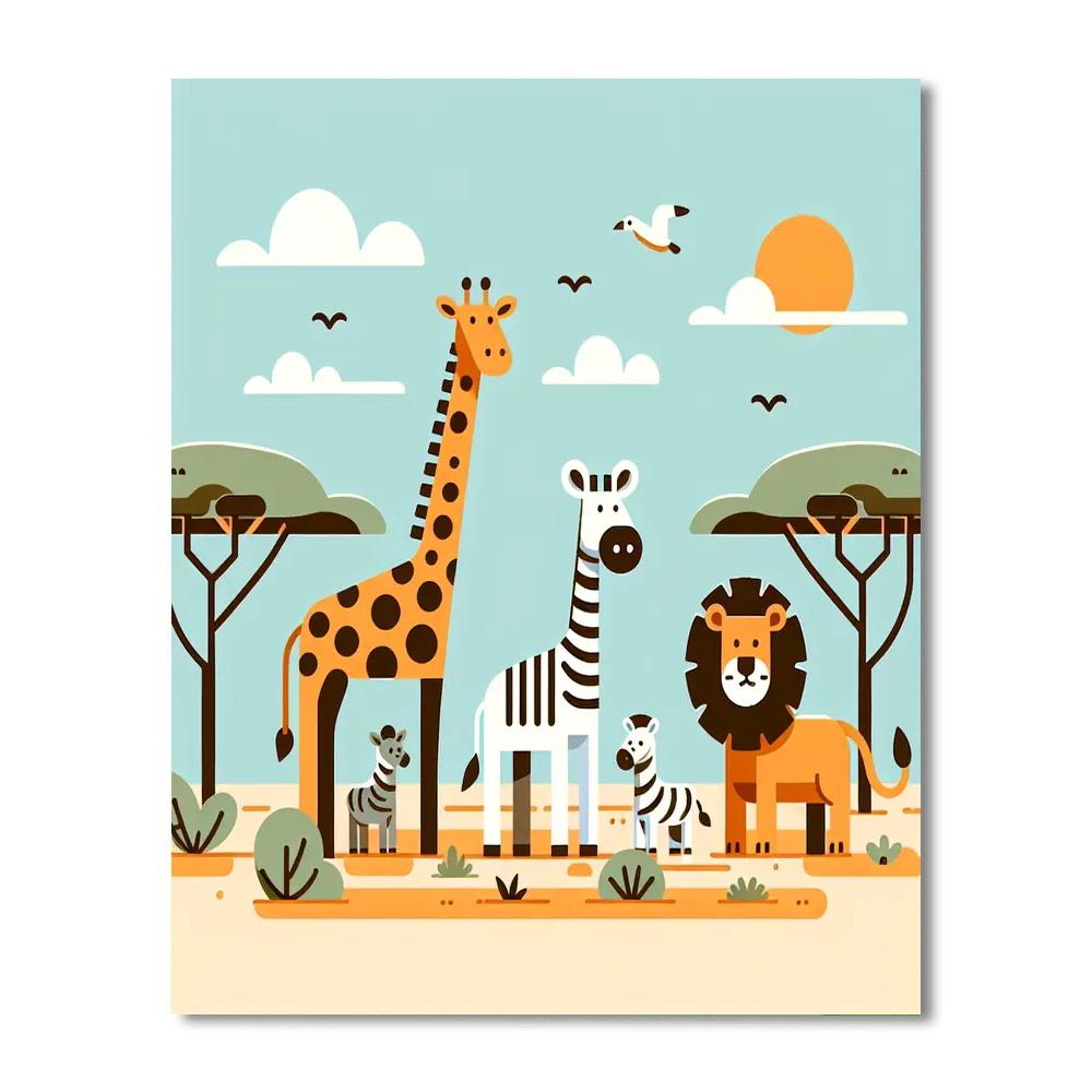 Giraffe And Friends Safari Paint By Numbers