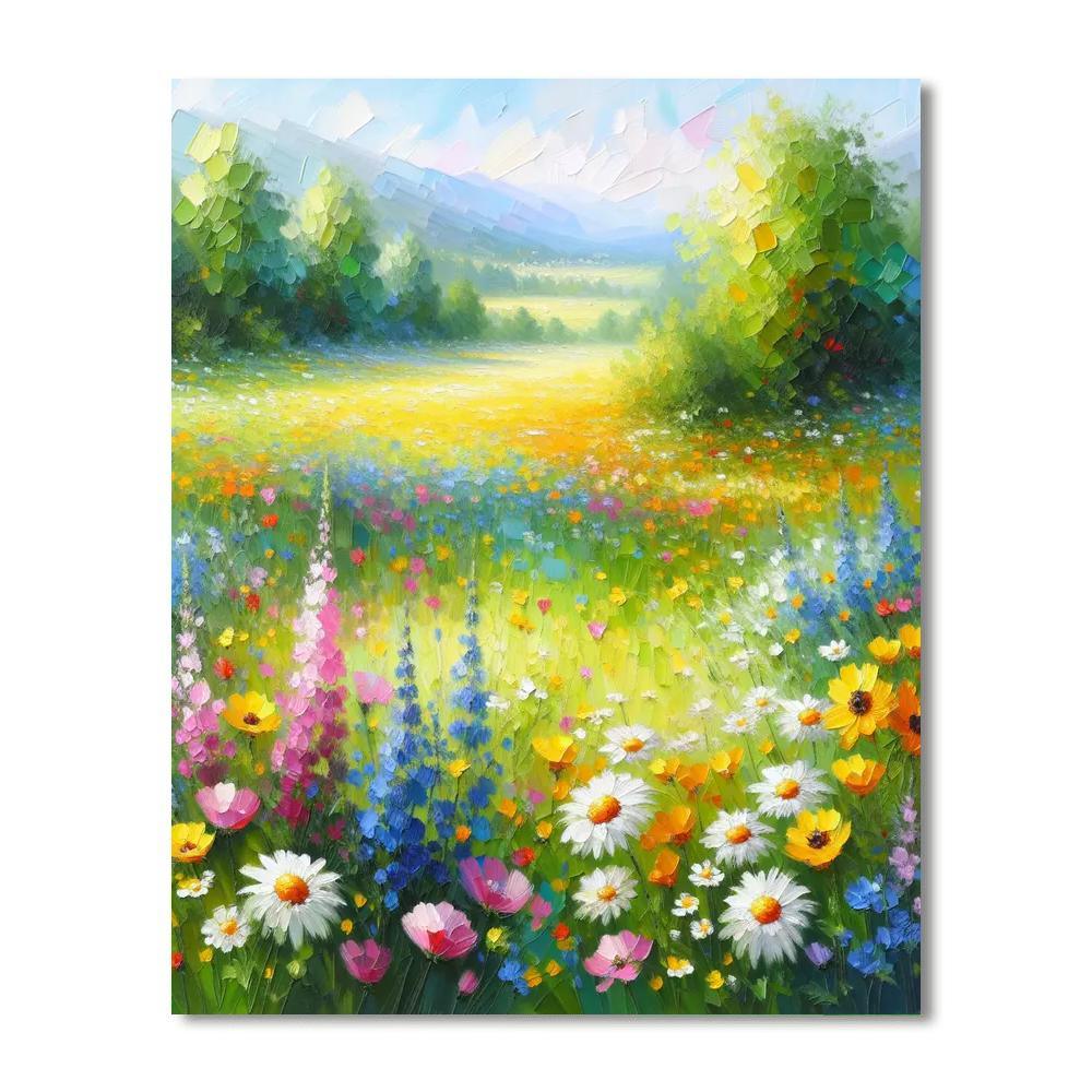 Vibrant Blossoming Meadow Painting Number Kit