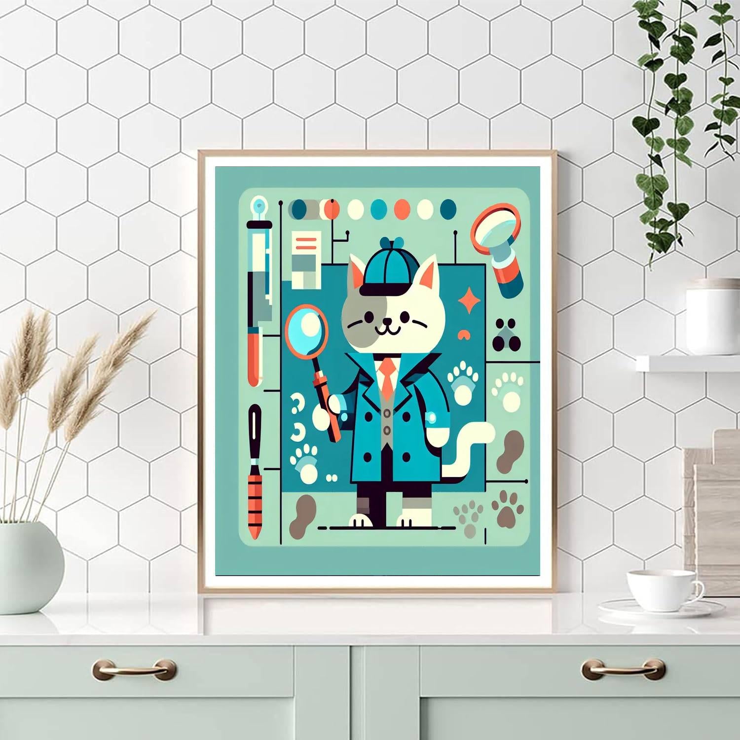Clever Cat Detective Numbered Painting Kits