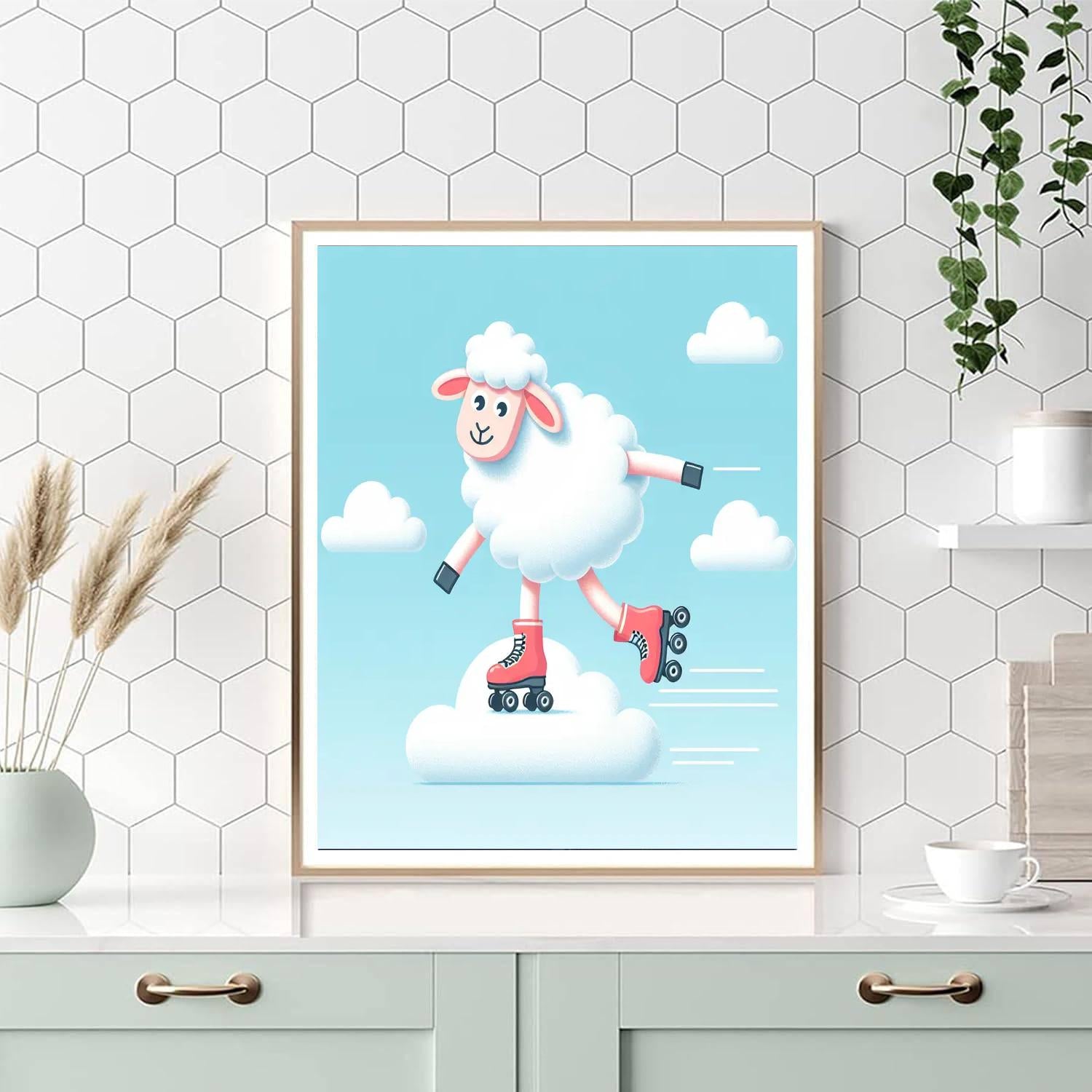 Sky High Skating Sheep Painting Number Kit