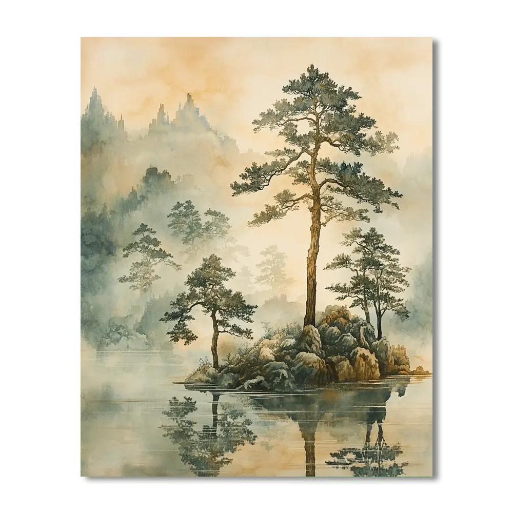 Zhao Mengfu Inspired Harmony Of Ancient Trees  Paint By Color