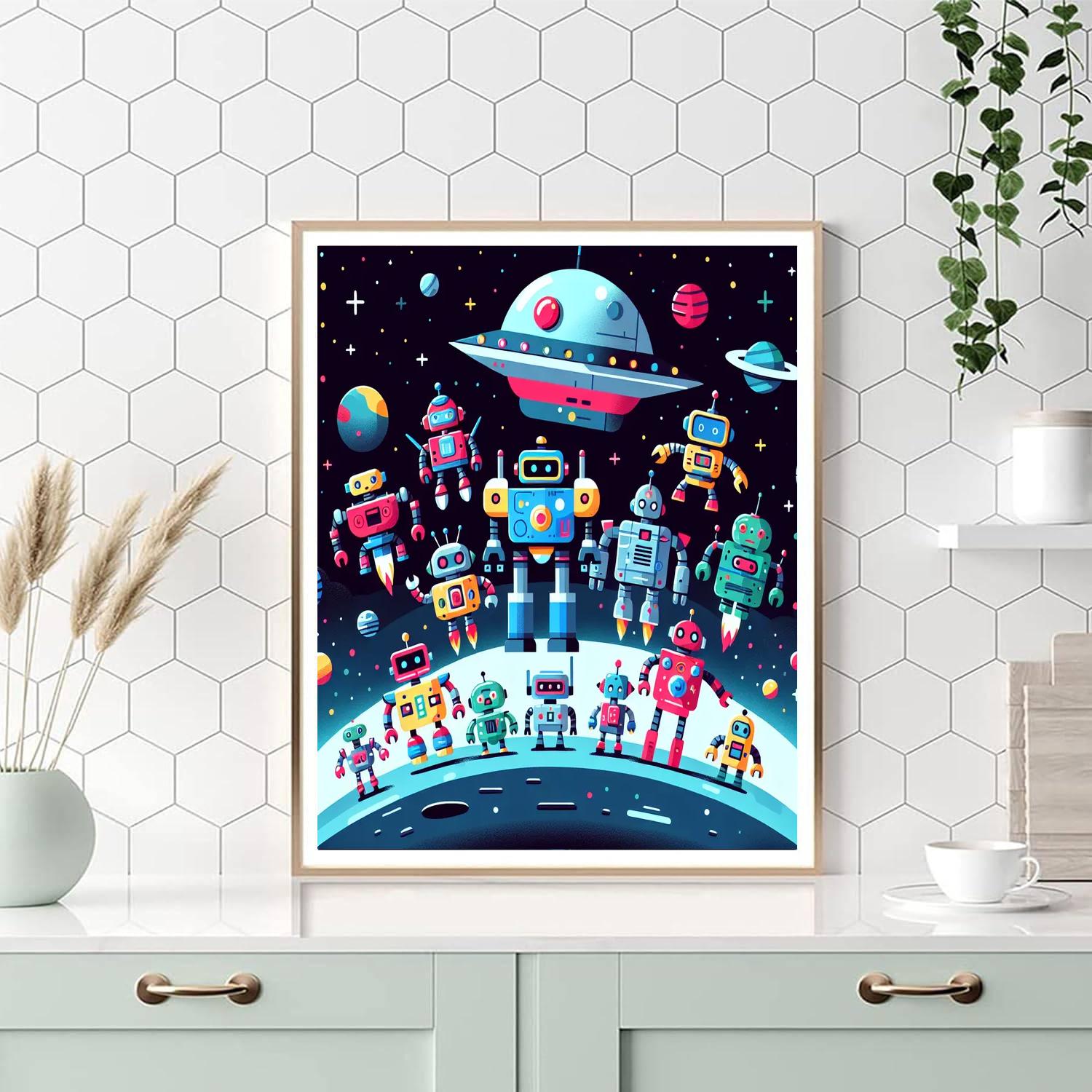 Cosmic Robot Rescue Numbered Painting Kits