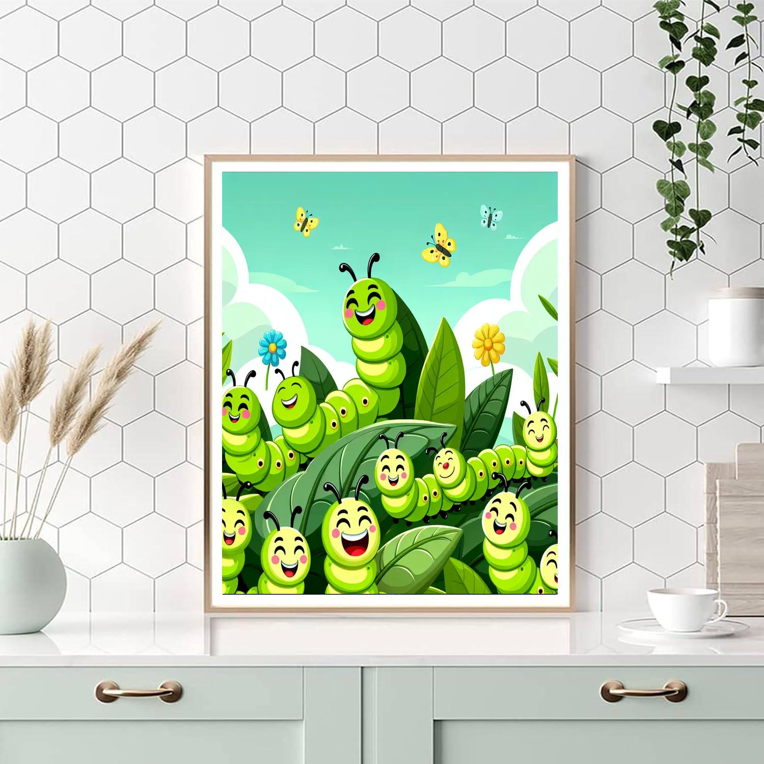 Giggling Caterpillars Number Painting