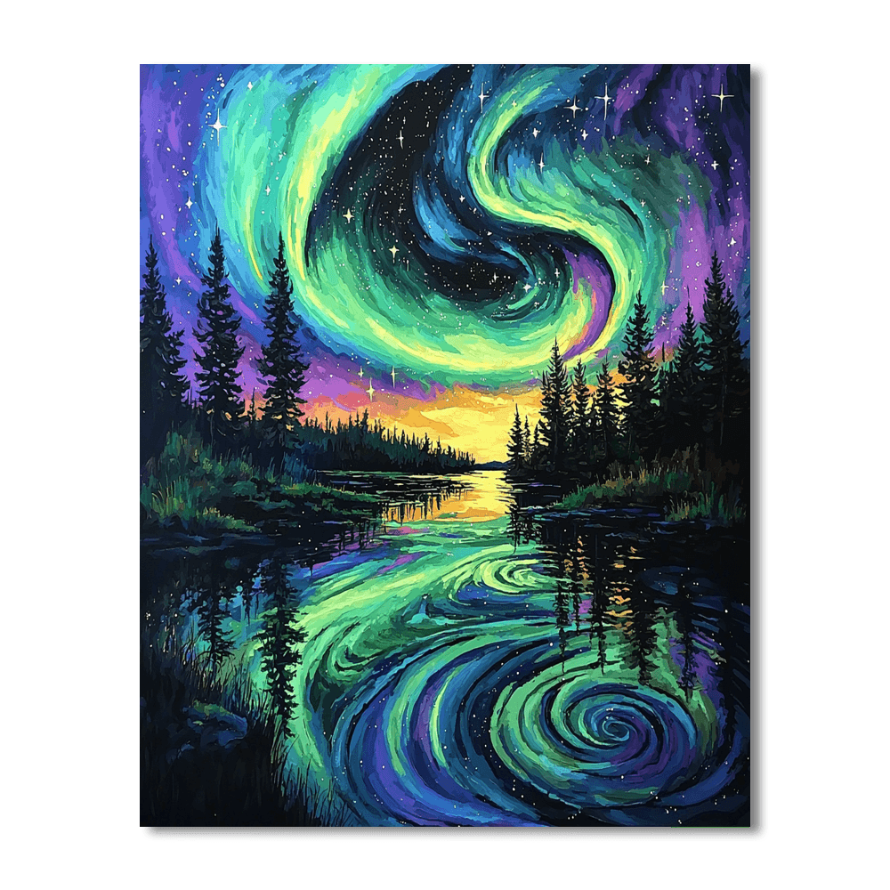 Franz Marc Inspired Dancing Northern Lights  Paint By Color