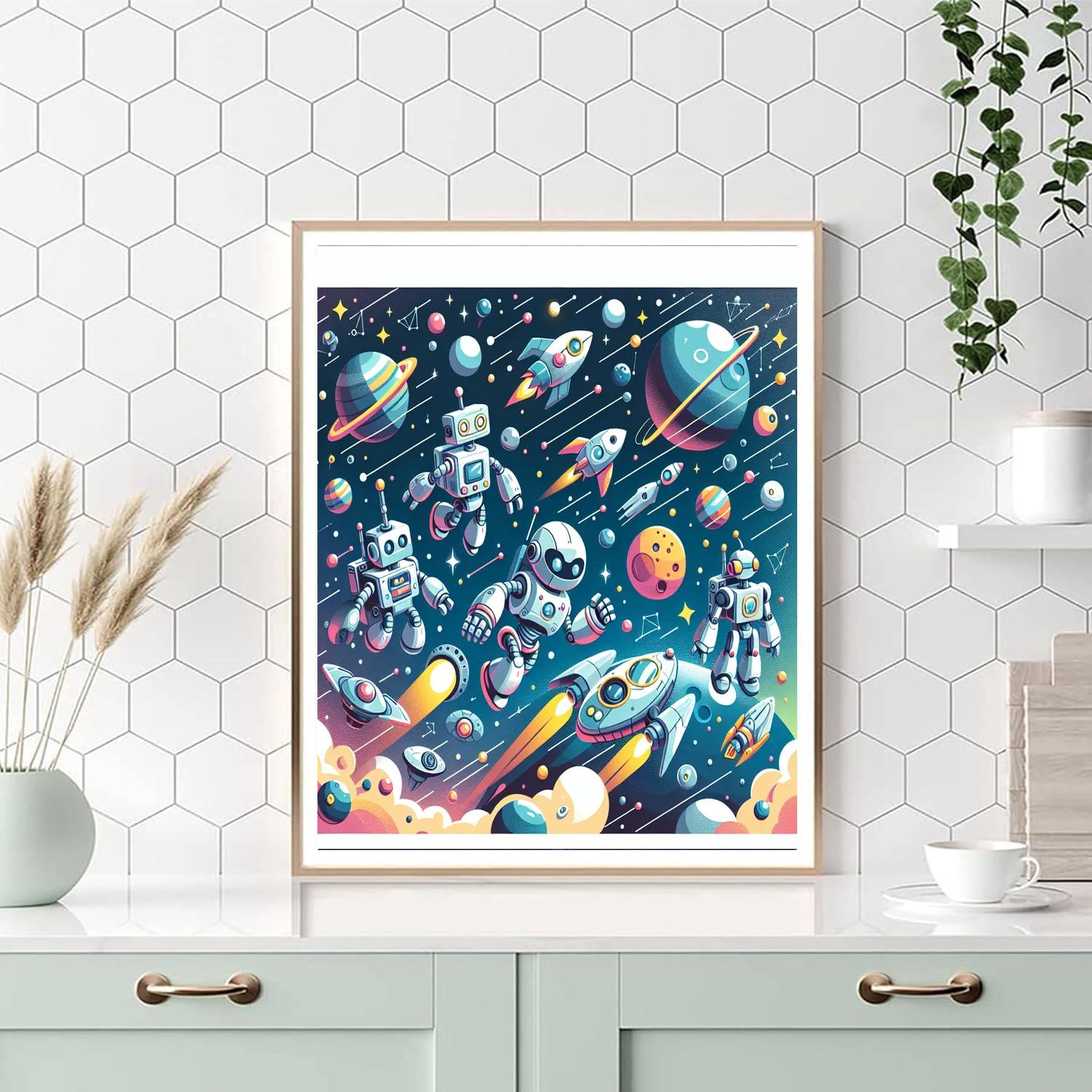 Robot Space Adventure Painting Number Kit