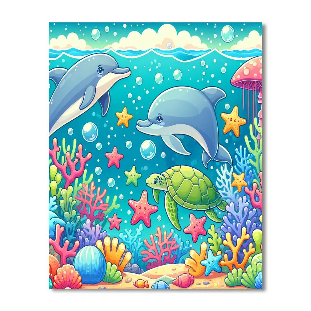Colorful Ocean Friends Painting Number Kit