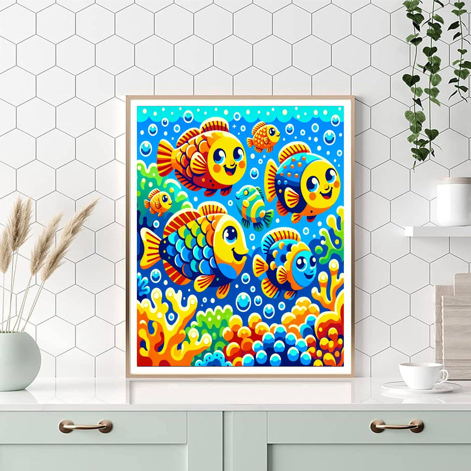 Colorful Fish Friends Number Painting