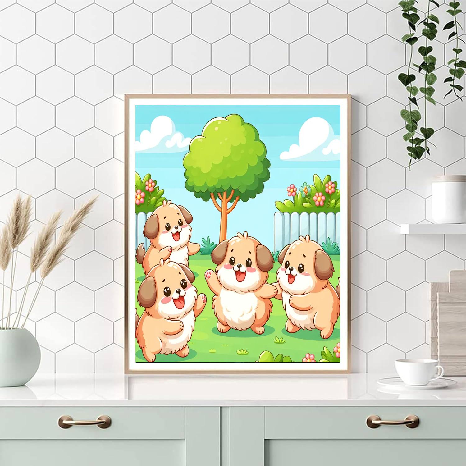 Charming Puppy Playtime Painting By Numbers Kit