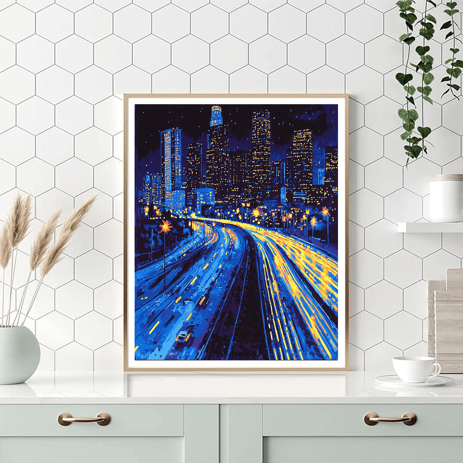 David Hockney Inspired Illuminated Nightscape Vision  Painting By Numbers Kit