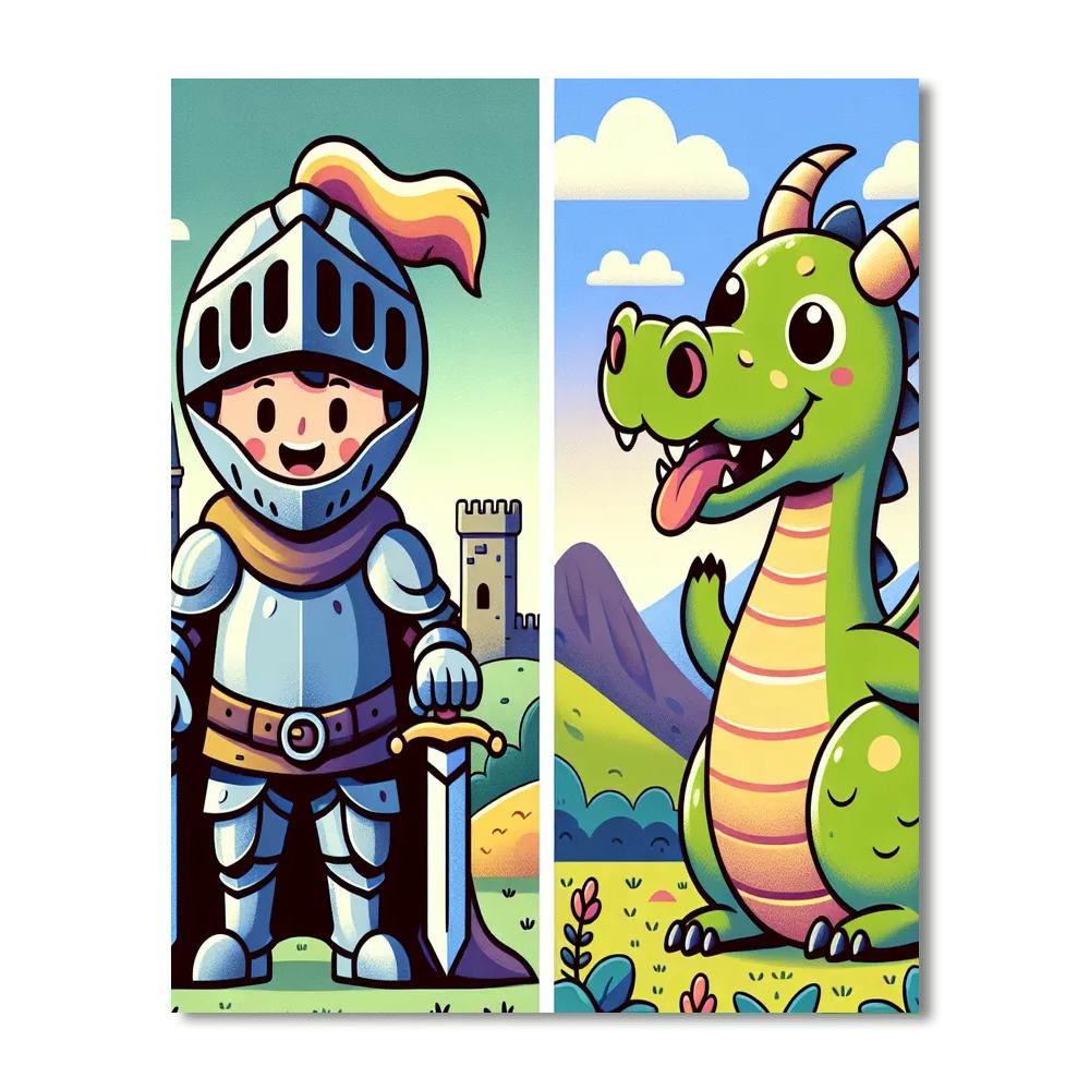The Brave Knight And His Dragon DIY Paint By Numbers