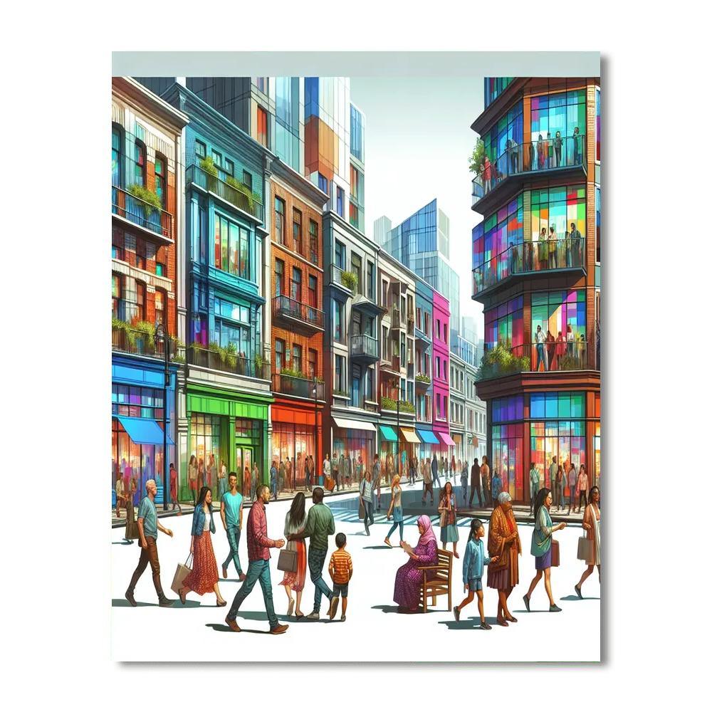 Colorful Urban Street Life Paint By Numbers Kits