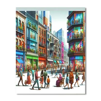 Colorful Urban Street Life Paint By Numbers Kits