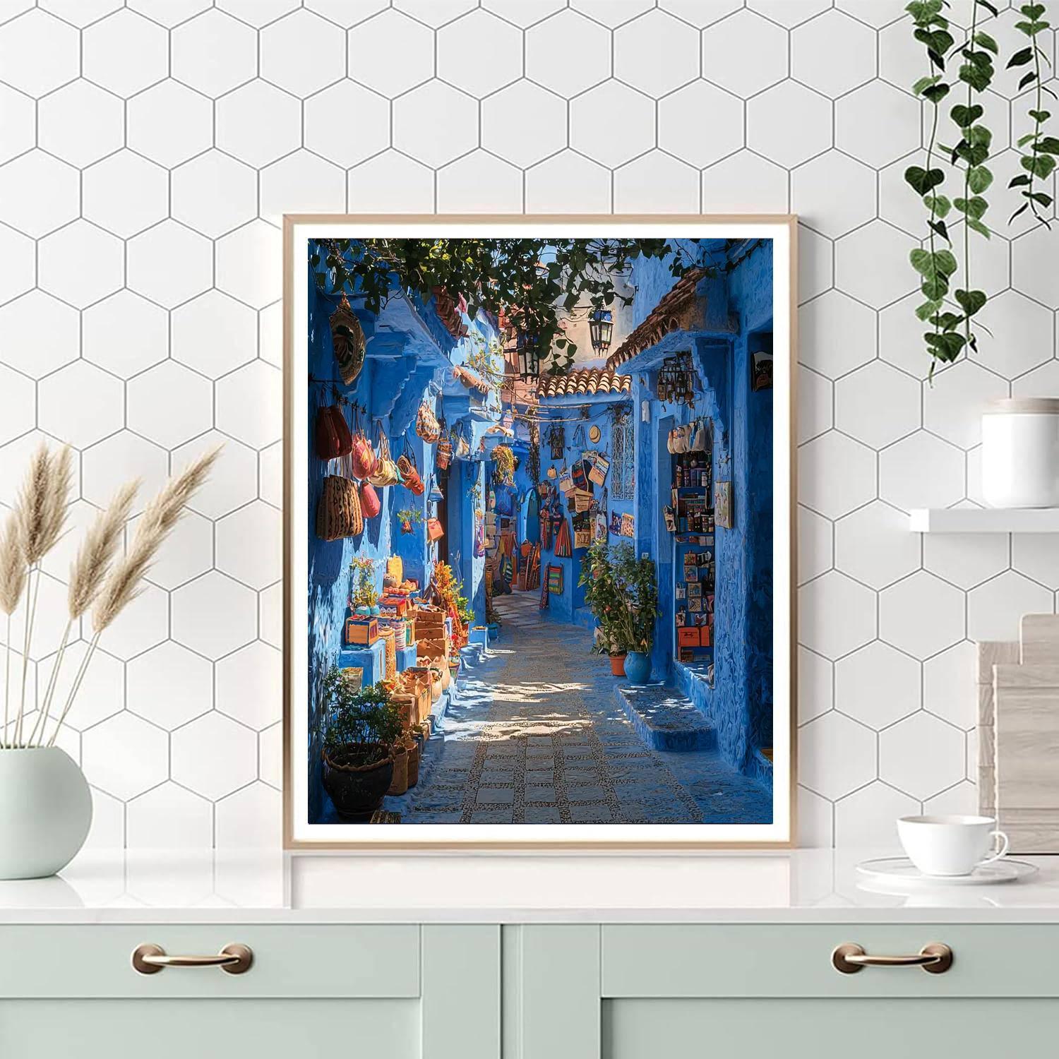 Chefchaouen's Blue Streets - Morocco Numbered Painting Kits