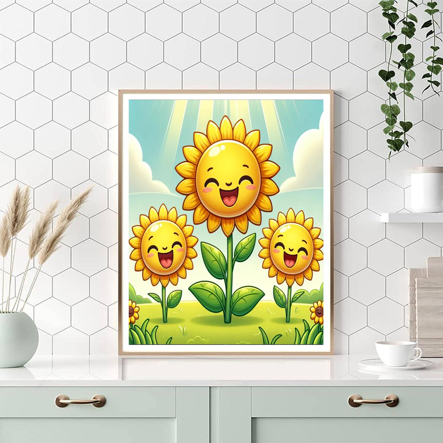 Joyful Sunflower Family Painting By Numbers Kit