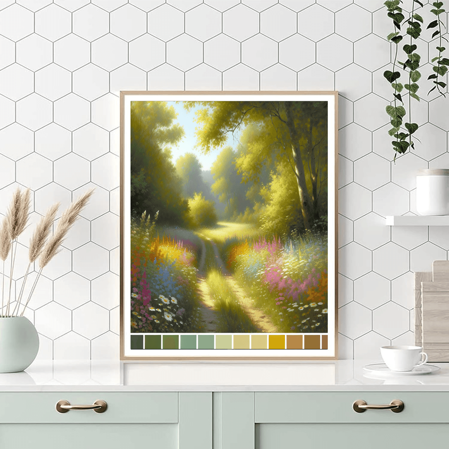 Sunlit Countryside Path Number Painting