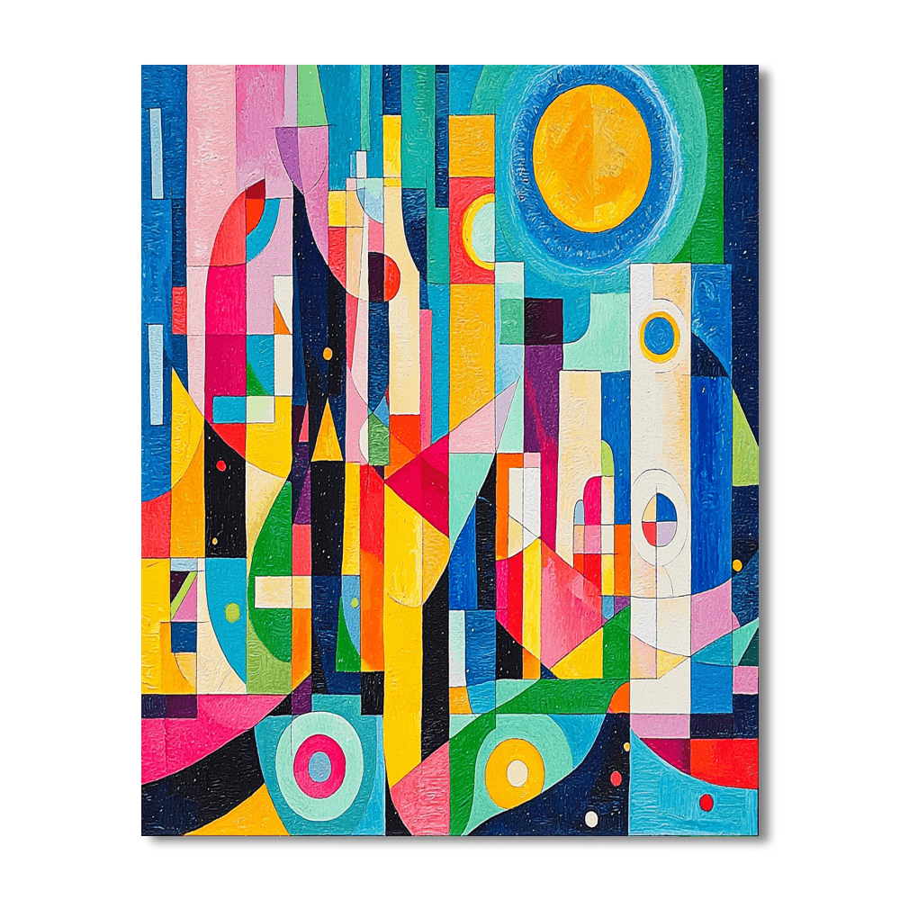 Wassily Kandinsky Inspired Futuristic Cityscape Illusion  Number Painting