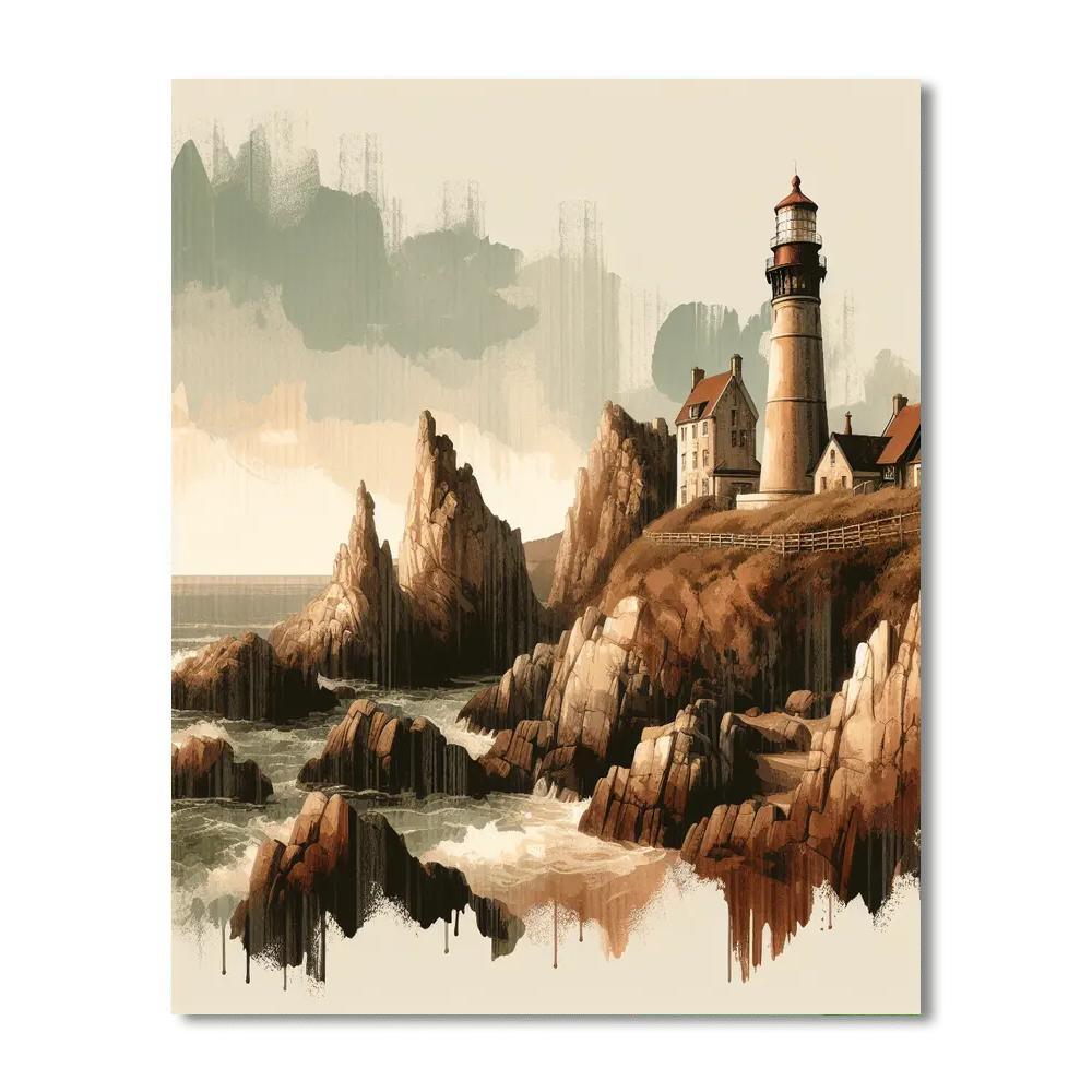 Historic Coastal View Painting By Numbers Kit