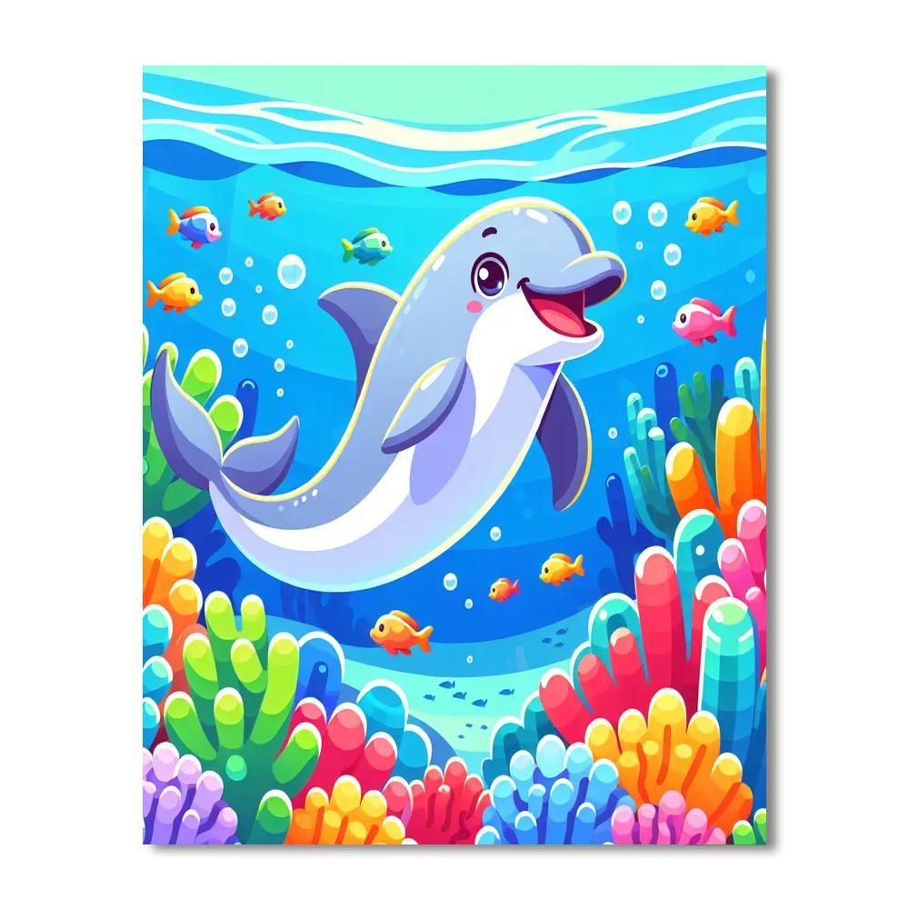 Underwater Dolphin Adventure Painting By Numbers Kit