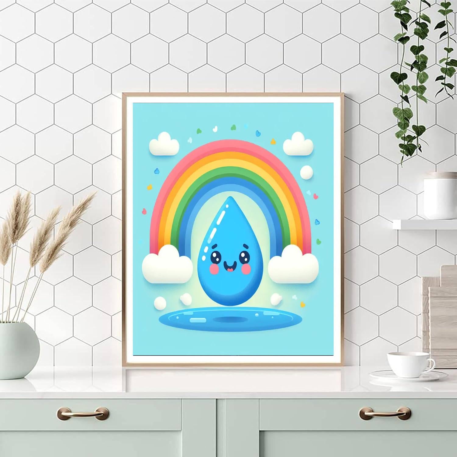 Rainbow Raindrop Number Painting