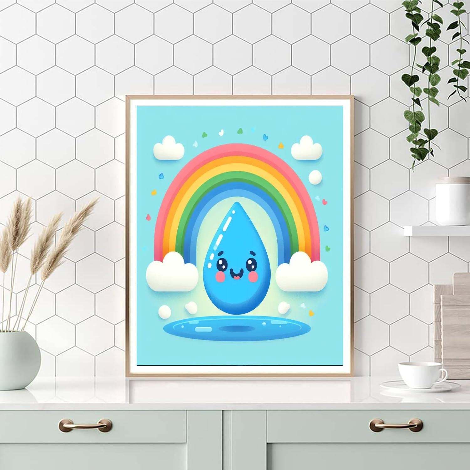 Rainbow Raindrop Number Painting