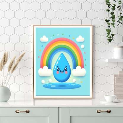 Rainbow Raindrop Number Painting