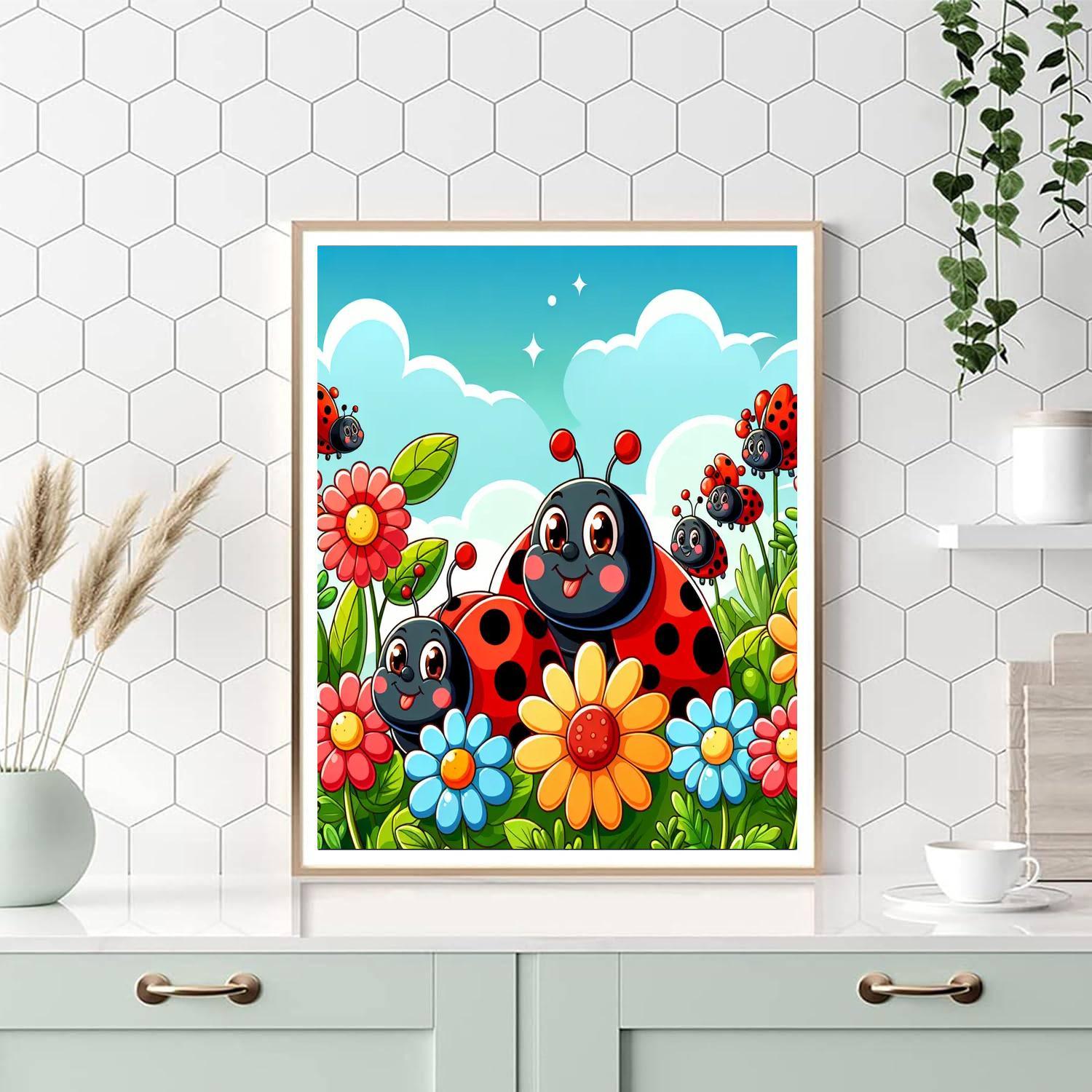Happy Ladybug Parade Paint By Numbers Art